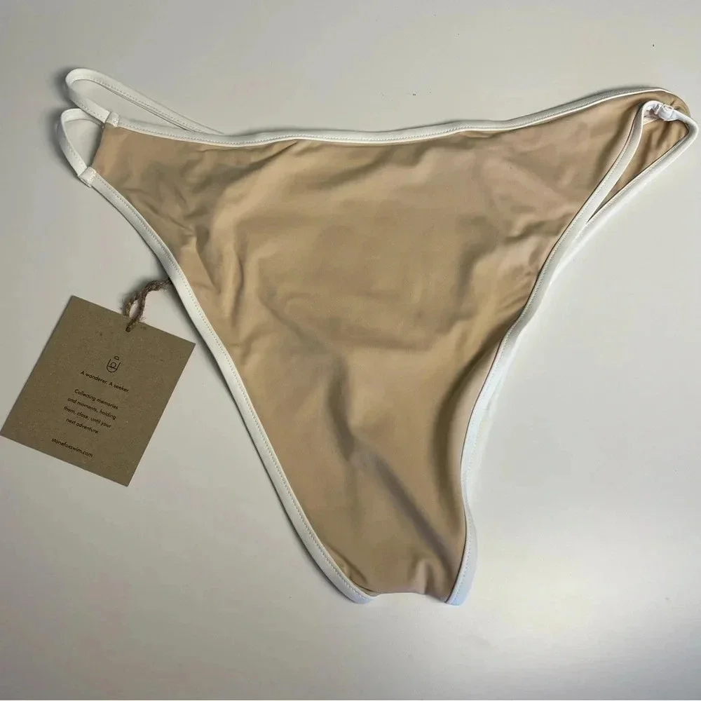 Stone Fox Swim Free People Bikini Bottom Echo Bottom in Frappe XL Beige Beach